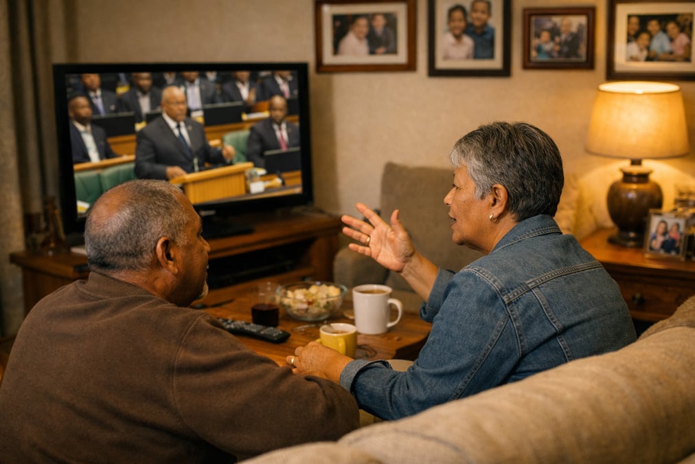Woman writing monthly budget categories in a spiral notebook with colored pens