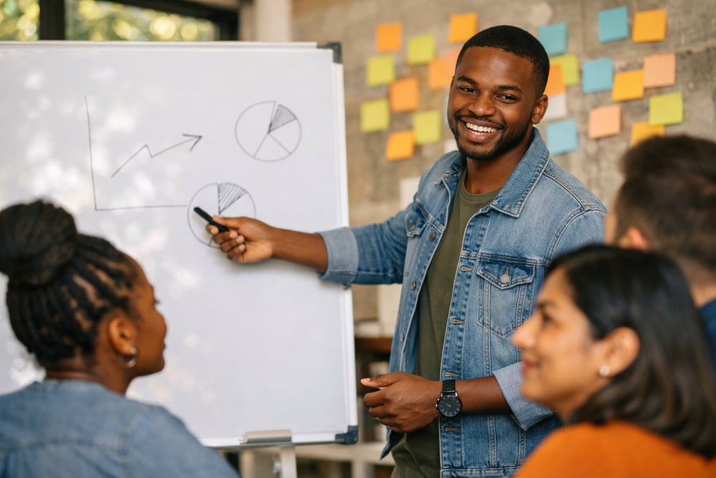 Man reviewing salary data on a phone before walking into an office building