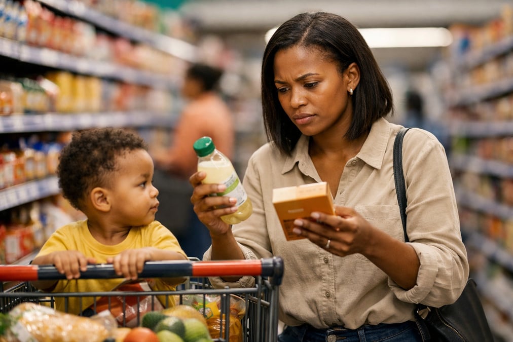 Person reading economic headlines on a newspaper at a breakfast table