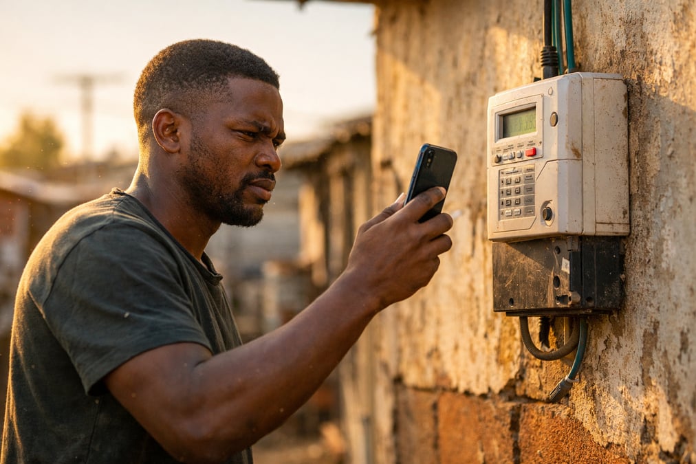 Person reviewing financial information about eskom tariffs and municipal markups in 2026 at a desk