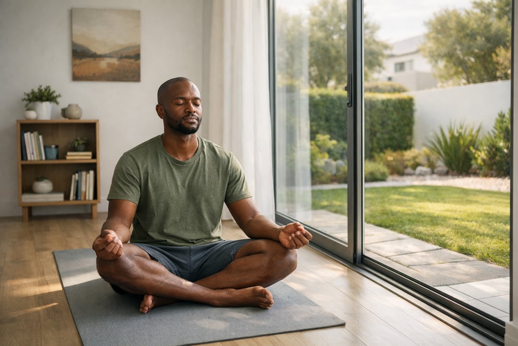 Person reviewing financial information about minimalist living in a security estate at a desk