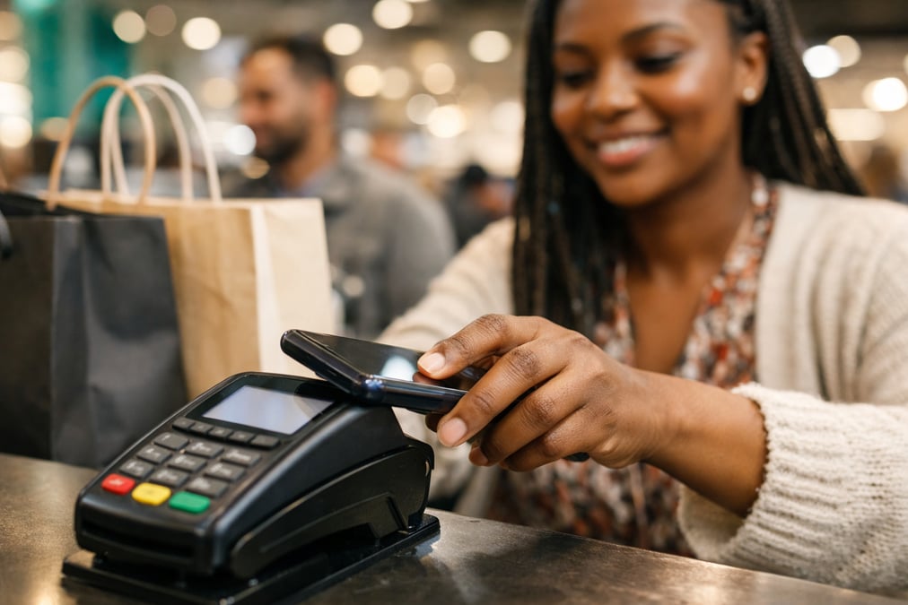 Person reviewing financial information about phone wallet setup south africa at a desk