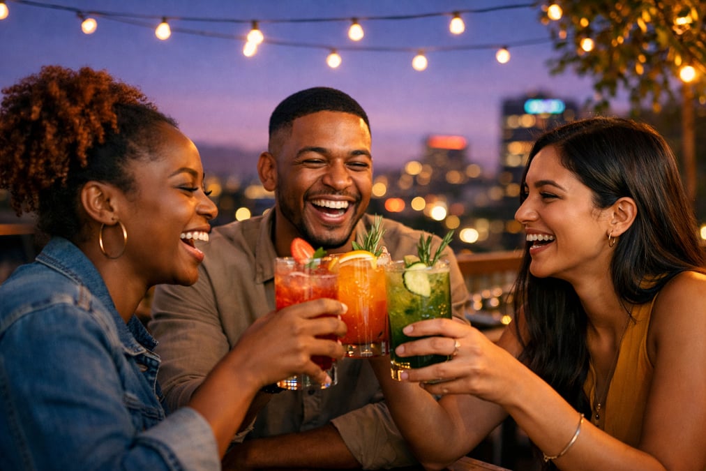 Person reviewing financial information about the rise of non-alcoholic drinks at a desk